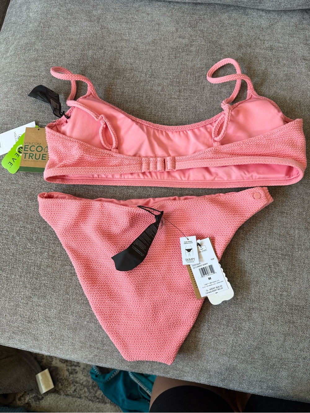 Volcom Pink Textured Bikini Set - Picture 3 of 5